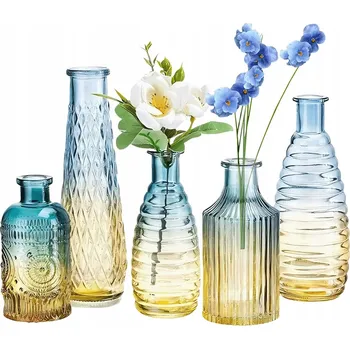 Obraz SADA 5 SKLENĚNÝCH DEKORATIVNÍCH VÁZ VE VINTAGE STYLU DO KUCHYNĚ A JÍDELNY