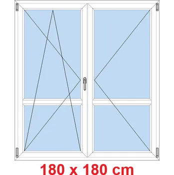 Okno Soft Dvoukřídlé balkonové dveře s příčkou 180x180 cm, otevíravé a sklopné