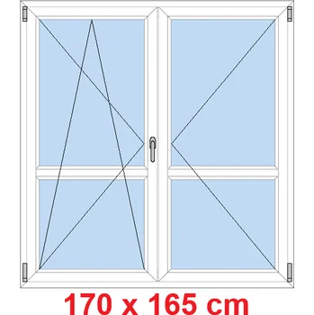 Okno Soft Dvoukřídlé balkonové dveře s příčkou 170x165 cm, otevíravé a sklopné