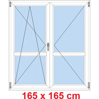 Okno Soft Dvoukřídlé balkonové dveře s příčkou 165x165 cm, otevíravé a sklopné