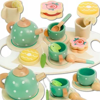 Dřevěná hračka Sada na čaj pro děti MEMFLOW dřevěná, vícebarevná