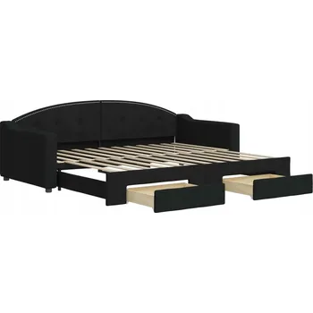 Pohovka Černá rozkládací pohovka 2v1 se zásuvkami, 223 x 100/192,5 x 75 cm