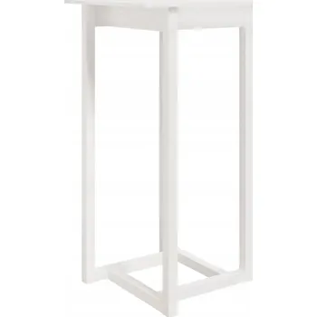 Jídelní stůl Barový stolek z masivního borovicového dřeva, bílý, 60 x 60 x 110 cm