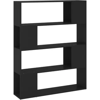 Knihovna Regál na knihy, černý, s přihrádkami, 100 x 24 x 124 cm