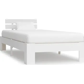 Postel Rám postele z masivního borovicového dřeva, bílý, 213 x 95 x 66 cm