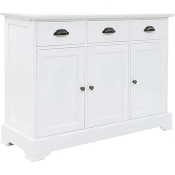 Komoda Bílá komoda z MDF, 105 x 35 x 77,5 cm, 3 zásuvky, 3 přihrádky