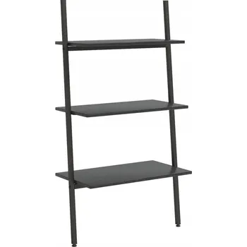 Knihovna Černý regál žebřík se 3 policemi 64 x 34 x 116 cm
