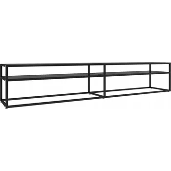 Televizní stolek Černá TV skříňka z tvrzeného skla 220 x 40 x 40,5 cm