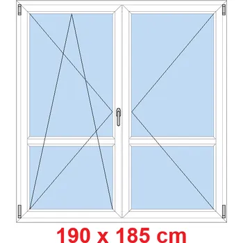 Okno Soft Dvoukřídlé balkonové dveře s příčkou 190x185 cm, otevíravé a sklopné