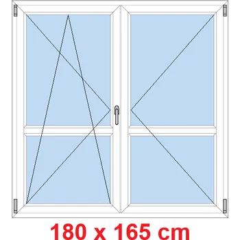 Okno Soft Dvoukřídlé balkonové dveře s příčkou 180x165 cm, otevíravé a sklopné