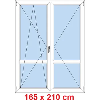Okno Soft Dvoukřídlé balkonové dveře s příčkou 165x210 cm, otevíravé a sklopné