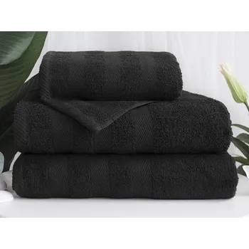 XPOSE® Froté ručník DEVON - černý 50x90 cm, Froté + Prodloužená možnost vrácení zboží do 50 dnů