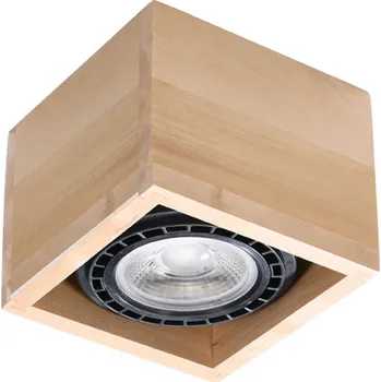 Dřevěné čtvercové stropní svítidlo QUATRO 1 Sollux moderní do obýváku a kuchyně 14x14 cm