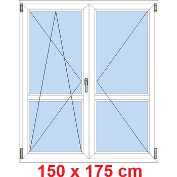 Okno Soft Dvoukřídlé balkonové dveře s příčkou 150x175 cm, otevíravé a sklopné
