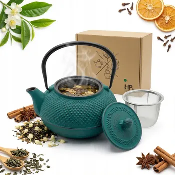 Konvice na čaj Litý železný čajník sklep.sokomedica 1,5 l zelený