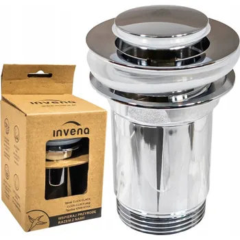 Sifon Zátka s přepadem klik-klak kulatý Invena stříbrná