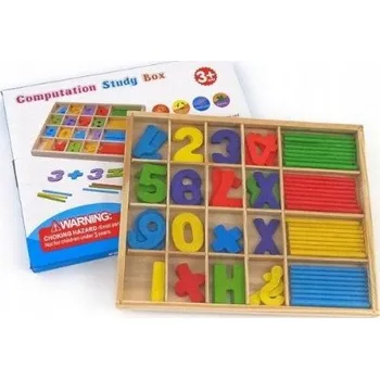 Dřevěná hračka DŘEVĚNÁ EDUKAČNÍ SADA PRO VÝUKU POČÍTÁNÍ - BAREVNÉ ČÍSLICE A TYČINKY