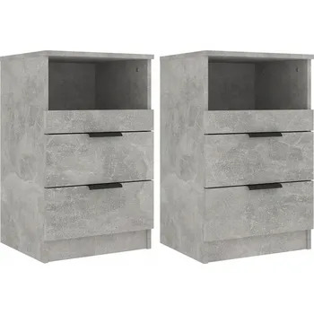 Noční stolek Noční stolek šedý 40 x 36 x 65 cm, 2 zásuvky, materiál na bázi dřeva