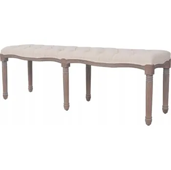 Krémová lavice s lněným potahem 150 x 40 x 48 cm