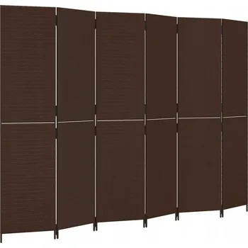 Paraván Paraván z polyratanu, 6 panelů, hnědá barva, 294x200 cm