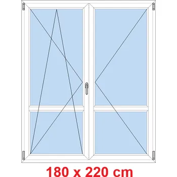 Okno Soft Dvoukřídlé balkonové dveře s příčkou 180x220 cm, otevíravé a sklopné