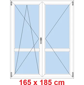 Okno Soft Dvoukřídlé balkonové dveře s příčkou 165x185 cm, otevíravé a sklopné
