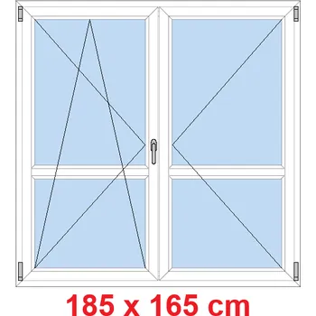 Okno Soft Dvoukřídlé balkonové dveře s příčkou 185x165 cm, otevíravé a sklopné