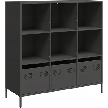 Příborník do zásuvky Černá ocelová příborník 101,5 x 39 x 103,5 cm se 6 přihrádkami a 3 šuplík