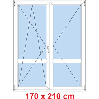 Okno Soft Dvoukřídlé balkonové dveře s příčkou 170x210 cm, otevíravé a sklopné