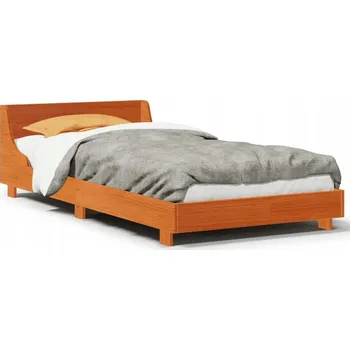 Postel Dřevěný rám postele z borovice, voskovaný hnědý, 203,5 x 103,5 x 52 cm