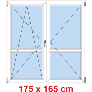Okno Soft Dvoukřídlé balkonové dveře s příčkou 175x165 cm, otevíravé a sklopné