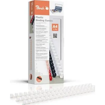 Vázací hřbet PEACH vazací hřbet plastový 21 Rg, A4, 10mm, bílá, 100ks