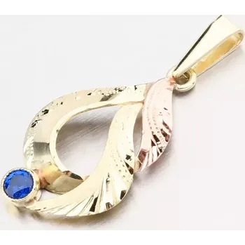 Přívěsek Dámský přívěsek žluté zlato 585 zirkon safír 53P-081TM