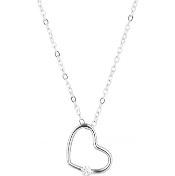 Náhrdelník Stříbrný náhrdelník srdce se zirkonkem 12098.1 crystal