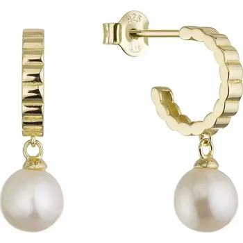 Náušnice Pozlacené náušnice kruhy se zavěšenou říční perlou 21129.1