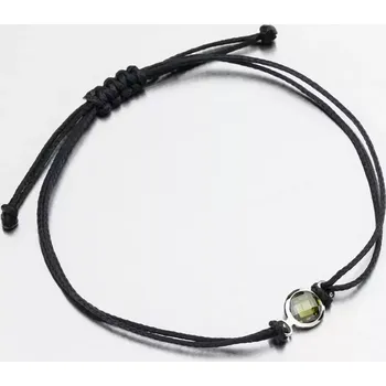 Náramek Náramek bílé zlato 585 šňůrkový s přívěskem LT14-015-B-ZEL délka 17 cm