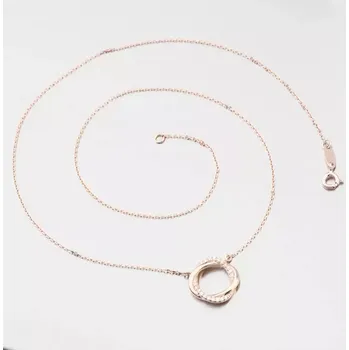 Náhrdelník Dámský náhrdelník růžové zlato 585 zirkon DZF4133-CV-ZIR délka 42 cm