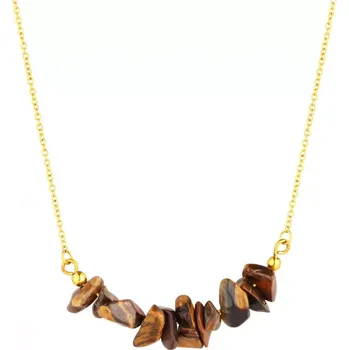 Oblečení a móda Náhrdelník s kamenem tygří oko 42037.3 ocel