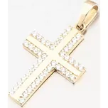 Přívěsek žluté zlato 585 zirkon kříž 13R-422