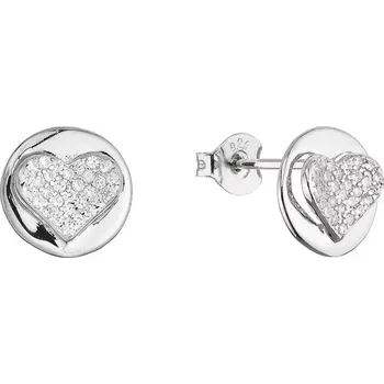 Náušnice Evolution Group Stříbrné kulaté náušnice se srdíčky 11553.1
