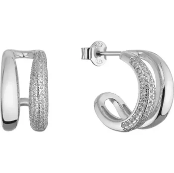 Oblečení a móda Stříbrné dvojité kruhy se zirkony 11770.1