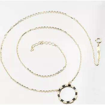 Oblečení a móda Dámský náhrdelník žluté zlato 585 zirkon 144P-151705-Black délka 47 cm