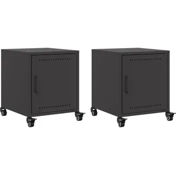 Noční stolek Noční stolky, 2 ks, černé, 36x39x43,5 cm, ocel