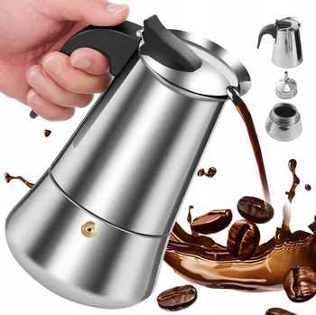 Kávovar 450 ML KÁVOVAR NA KÁVU ESPRESSO KONVICE NEREZOVÁ OCEL STŘÍBRNÁ