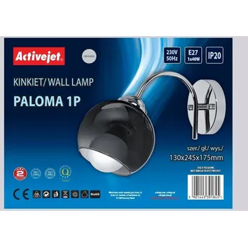 Nástěnné svítidlo Stříbrné nástěnné svítidlo Activejet AJE-PALOMA 1P E27 40W Kulaté