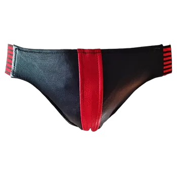 Pánské erotické prádlo ROUGE Leather Jocks with Stripe Black/Red, L