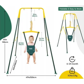 Zahradní houpačka HOUPAČKA SKOKAN STACIONÁRNÍ HOUPAČKA NA KONSTRUKCI PRO DĚTI ZELENÁ PEVNÁ