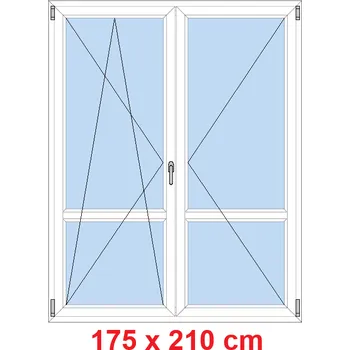 Okno Soft Dvoukřídlé balkonové dveře s příčkou 175x210 cm, otevíravé a sklopné