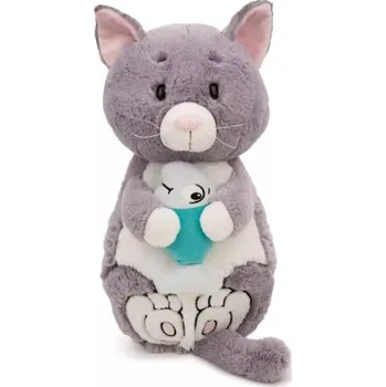 plyšák NICI PLYŠOVÝ MAZLÍČEK PŘÍTULNÍČEK KOČIČKA ŠEDÁ S RYBIČKOU 40X20 CM