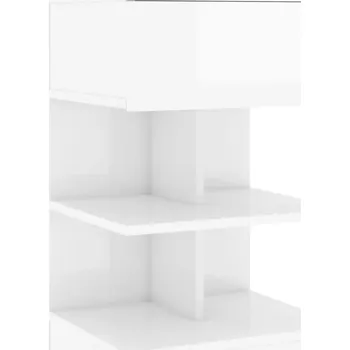 Noční stolek Bílá noční stolek 40 x 35 x 65 cm, vysoký lesk, materiál dřevotříska